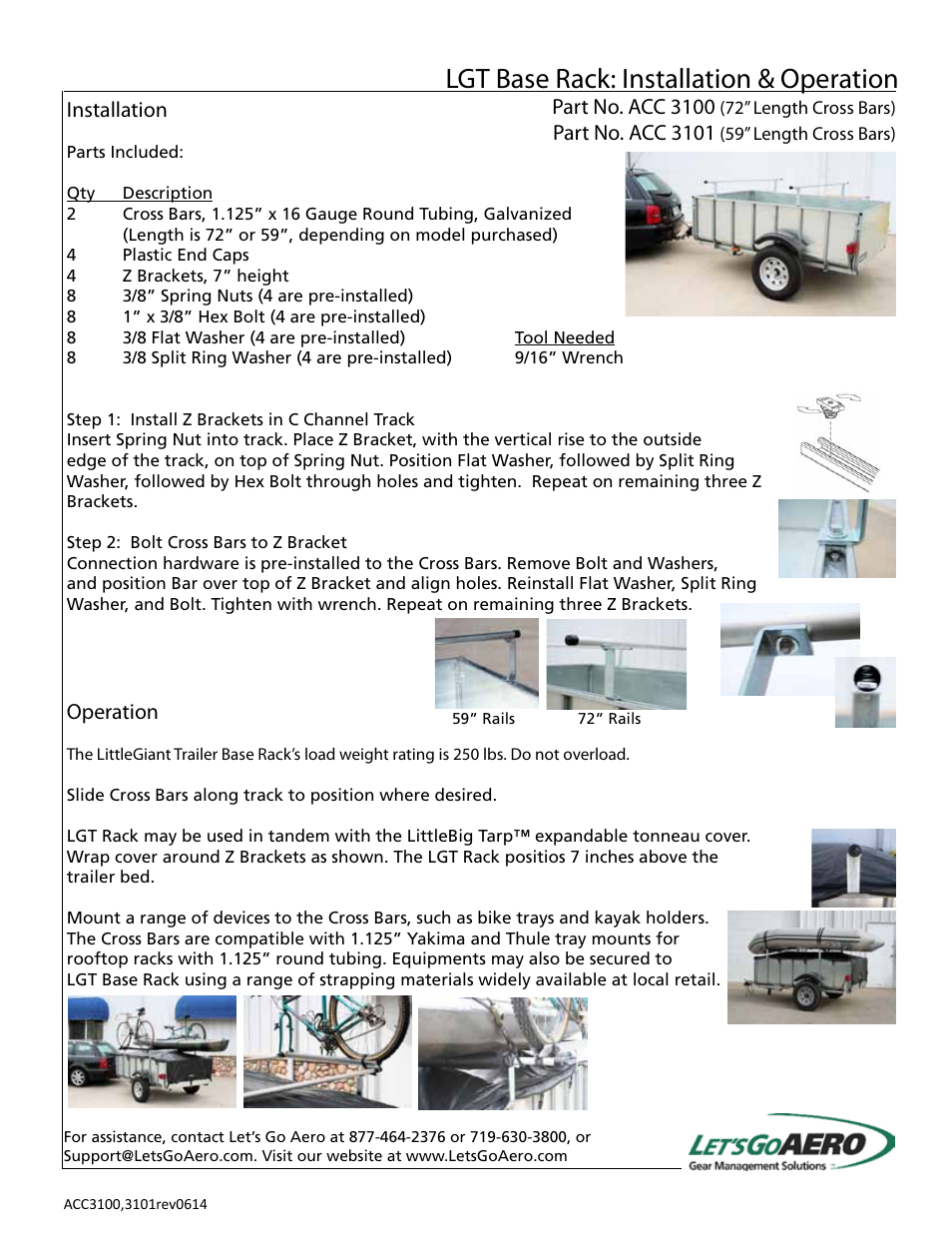 Let's Go Aero LGT Base Rack ACC 3101 User Manual | 1 page