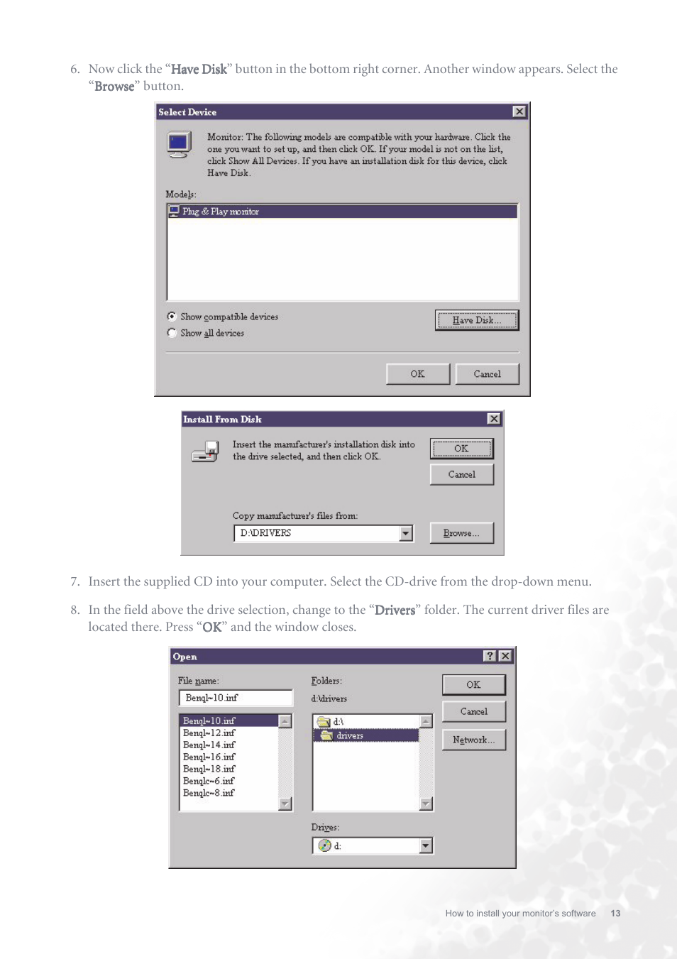 BenQ FP731 User Manual | Page 13 / 54