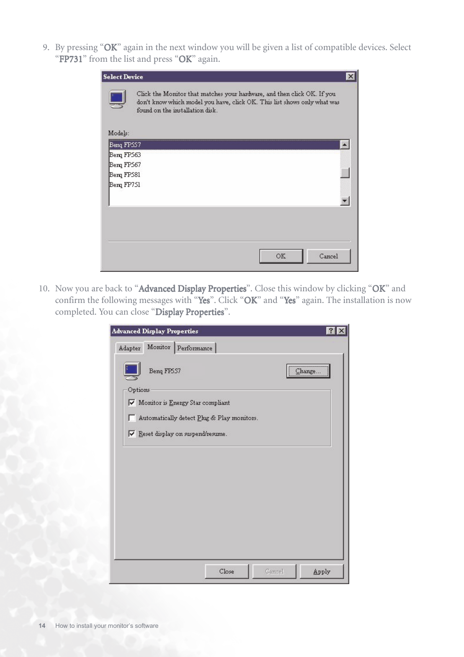 BenQ FP731 User Manual | Page 14 / 54