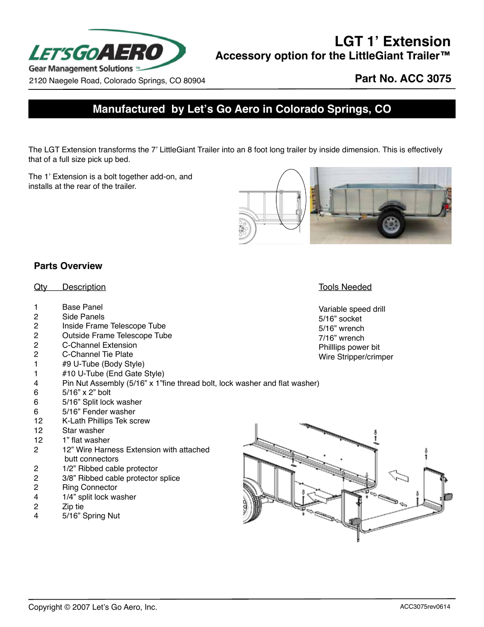 Let's Go Aero LGT 1 Extension ACC 3075 User Manual | 4 pages