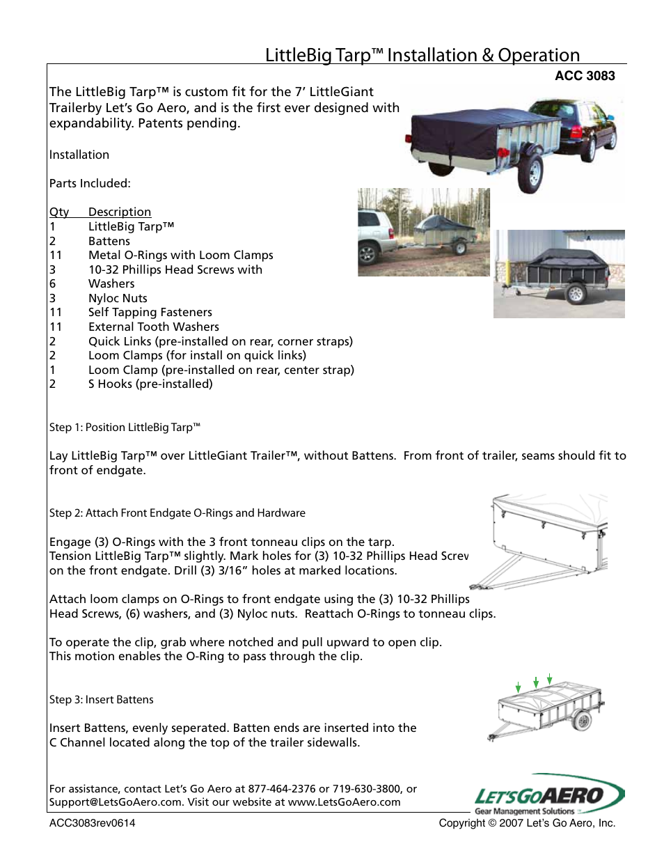 Let's Go Aero LittleBig Tarp ACC 3083 User Manual | 3 pages
