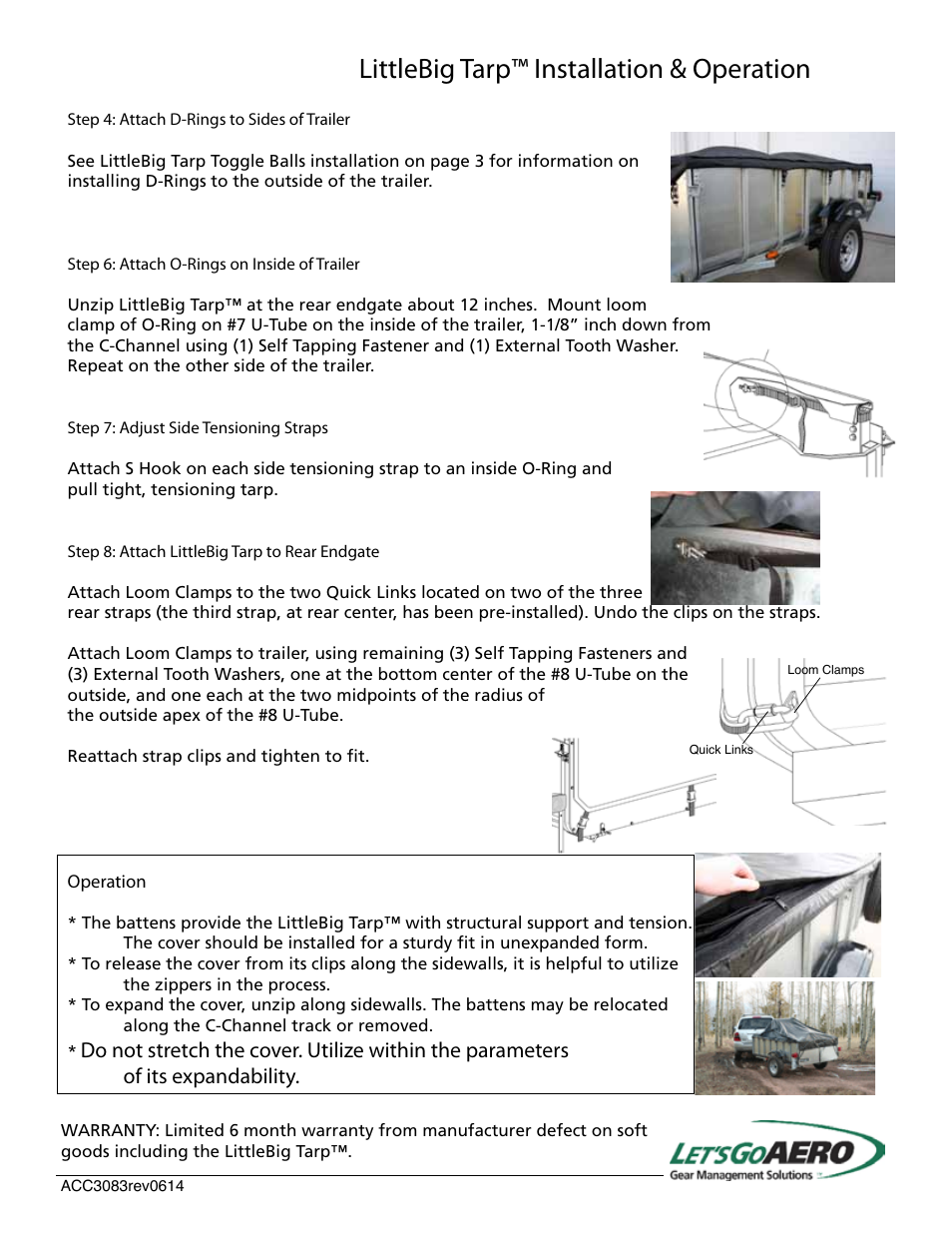 Littlebig tarp™ installation & operation | Let's Go Aero LittleBig Tarp ACC 3083 User Manual | Page 2 / 3