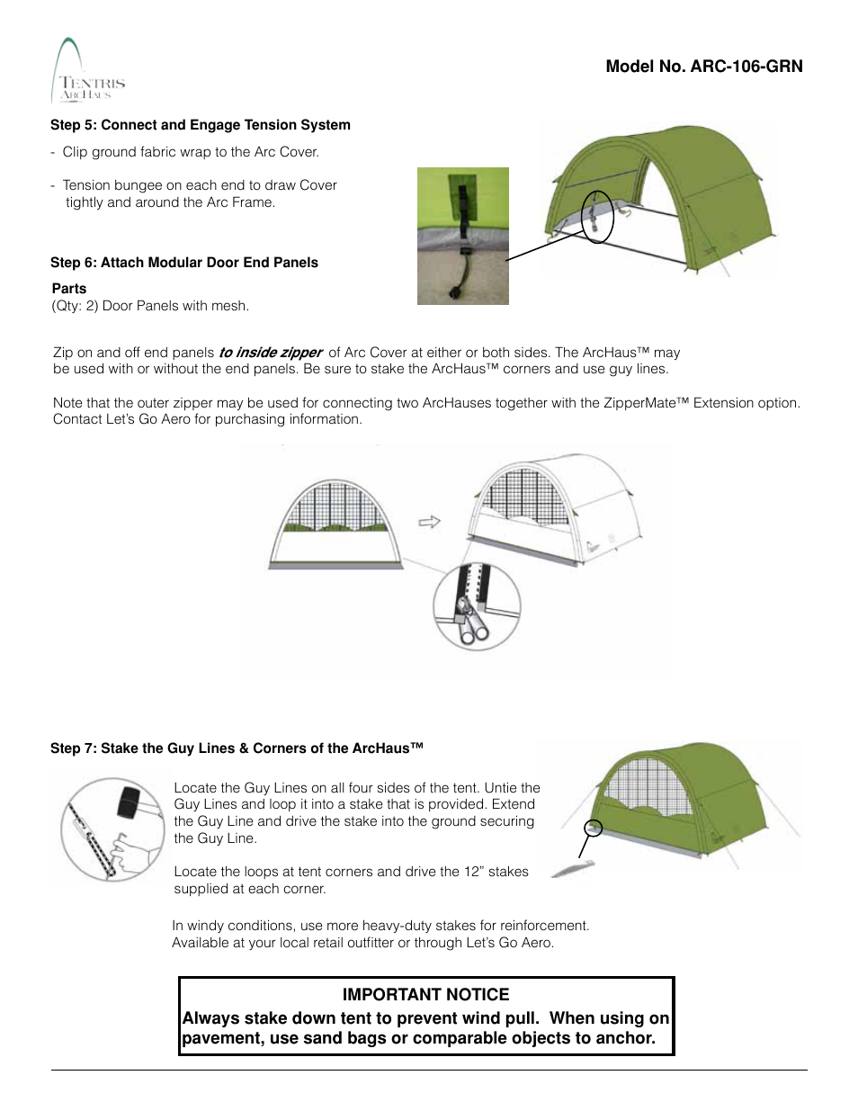Let's Go Aero ArcHaus Shelter ARC-106-GRN User Manual | Page 3 / 5