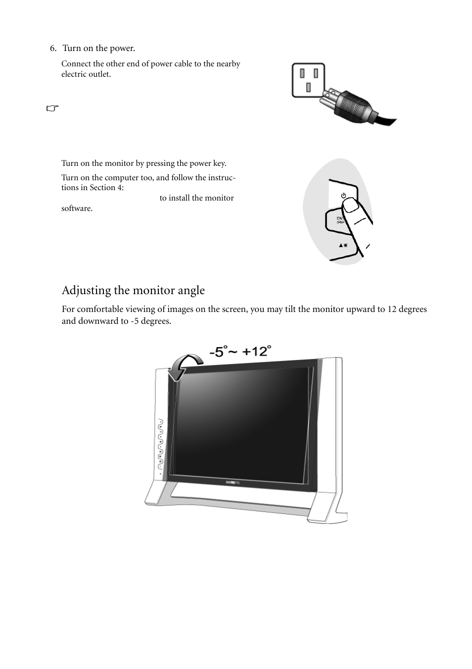 Adjusting the monitor angle | BenQ FP241VW User Manual | Page 11 / 47