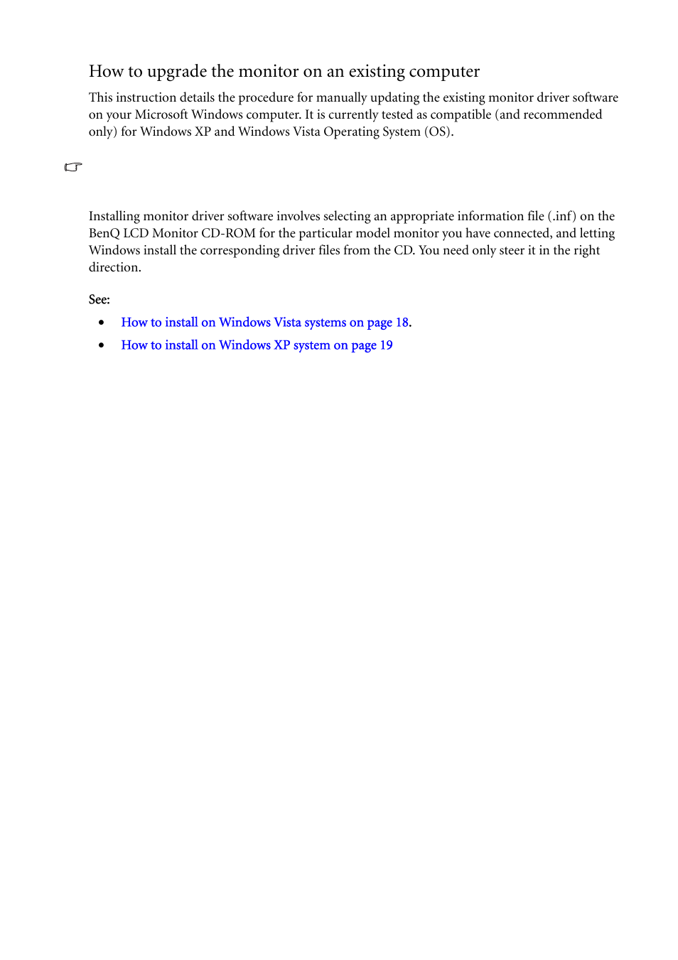How to upgrade the monitor on an existing computer | BenQ FP241VW User Manual | Page 17 / 47