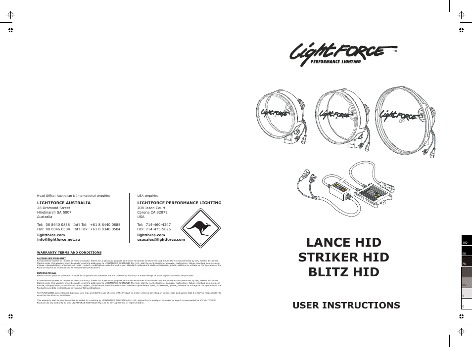 Lightforce 240 BLITZ USER INSTRUCTIONS User Manual | 2 pages