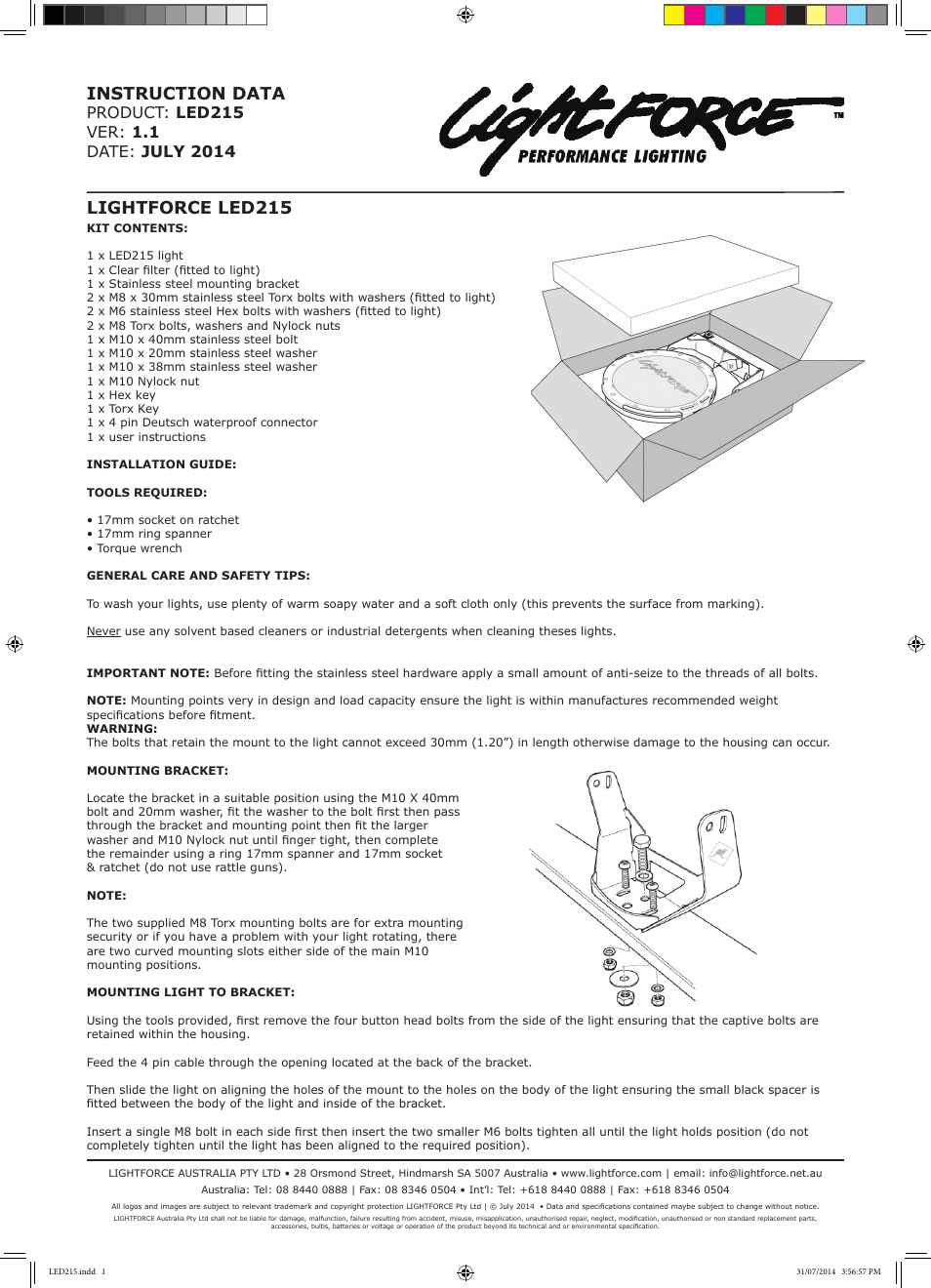 Lightforce LED 215 User Manual | 4 pages