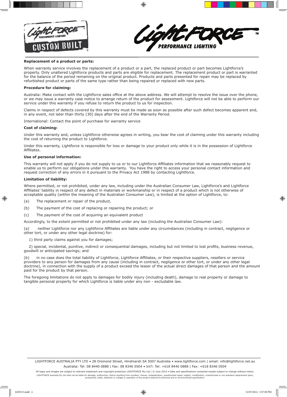 Lightforce LED 215 User Manual | Page 4 / 4