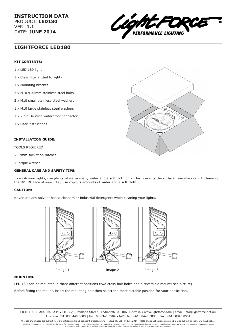 Lightforce LED 180 User Manual | 5 pages