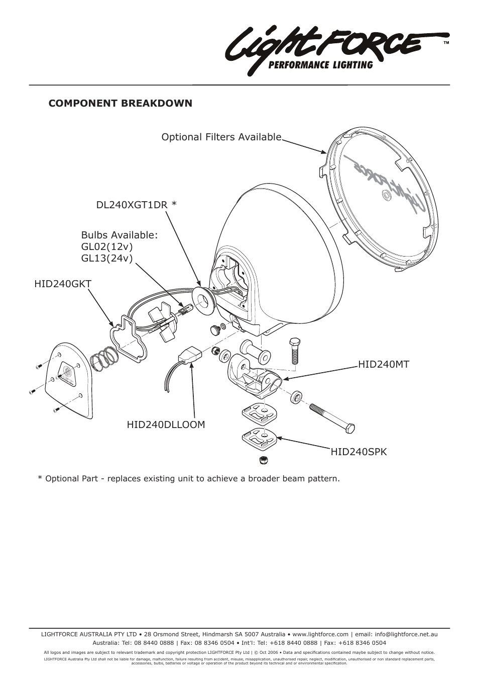 Performance lighting | Lightforce 240 XGT User Manual | Page 2 / 2