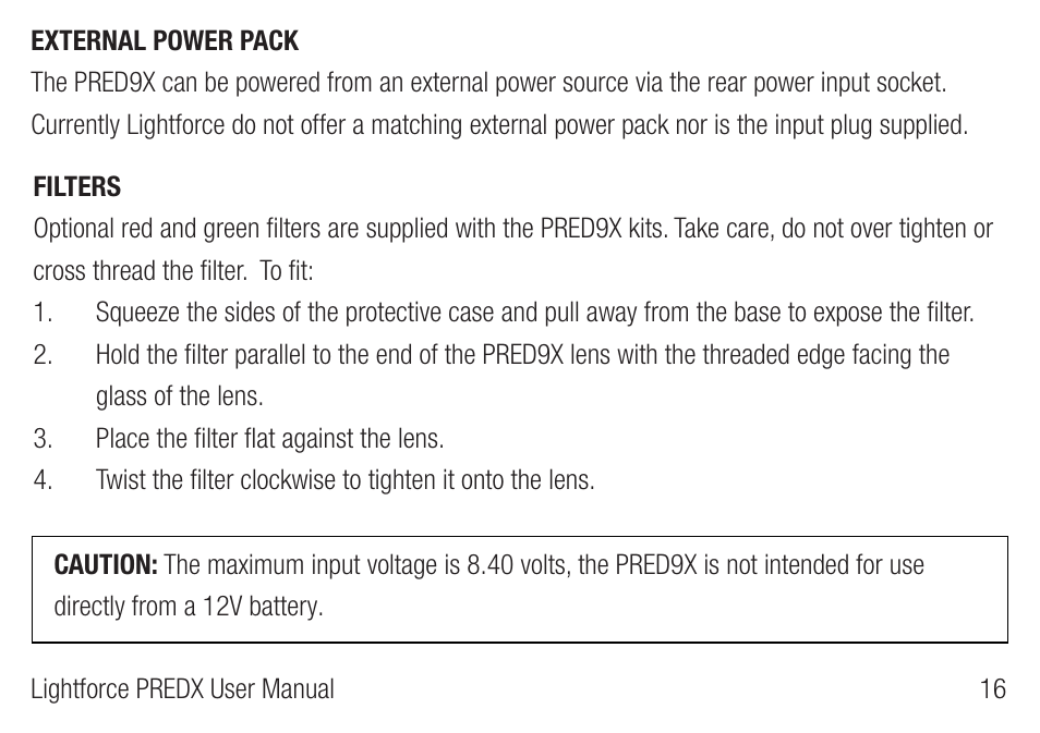 Lightforce PRED9X FIREARM MOUNTED LIGHT User Manual | Page 17 / 28