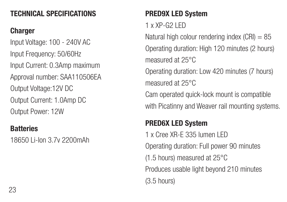 Lightforce PRED9X FIREARM MOUNTED LIGHT User Manual | Page 24 / 28
