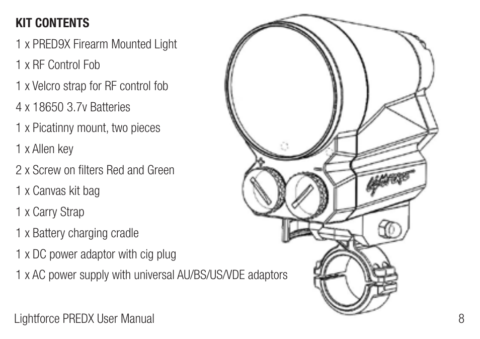 Lightforce PRED9X FIREARM MOUNTED LIGHT User Manual | Page 9 / 28