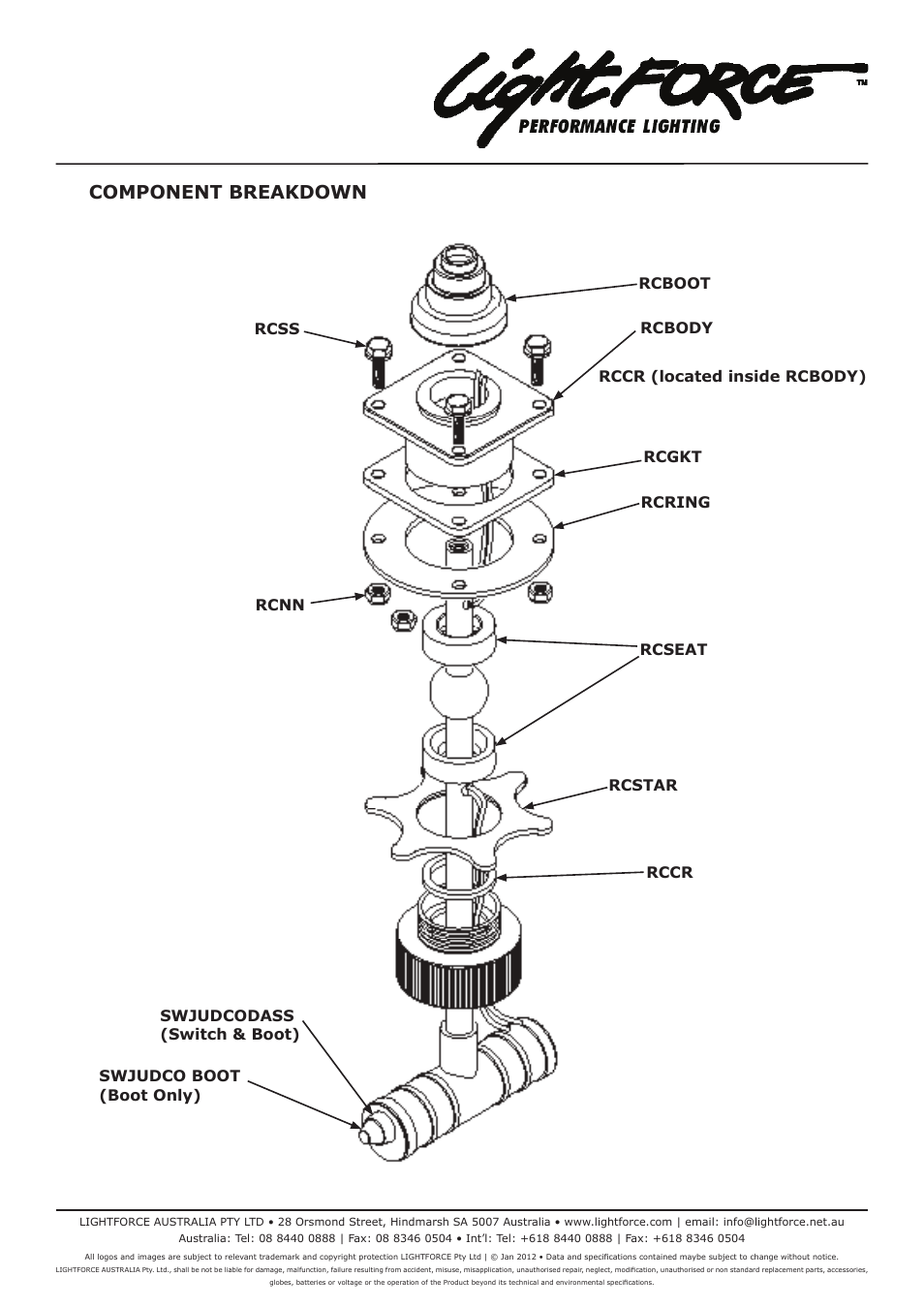 Component breakdown | Lightforce RC225 REMOTE CONTROL UNIT User Manual | Page 2 / 2