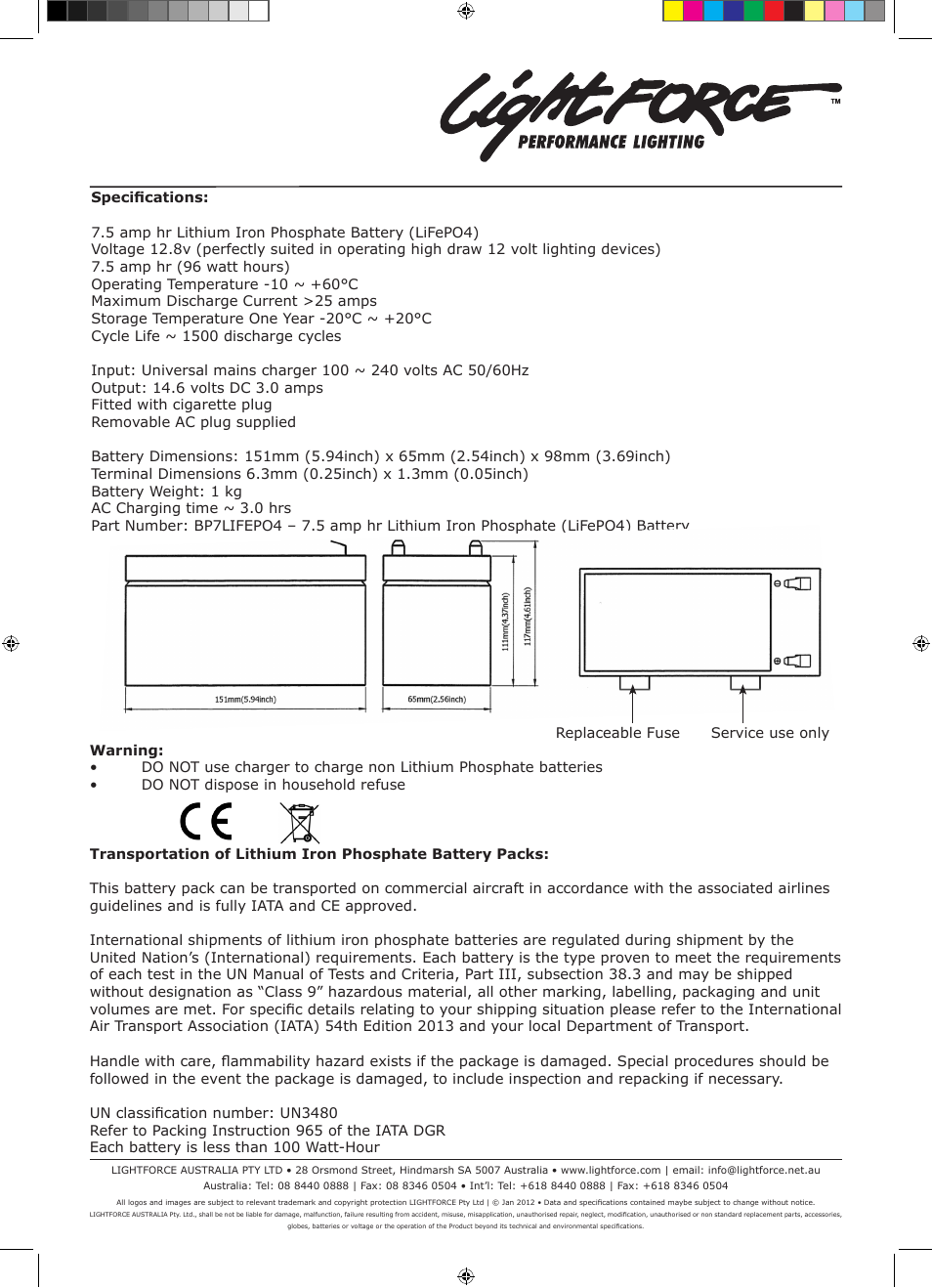 Lightforce LiFePO4 Batteries User Manual | Page 2 / 2