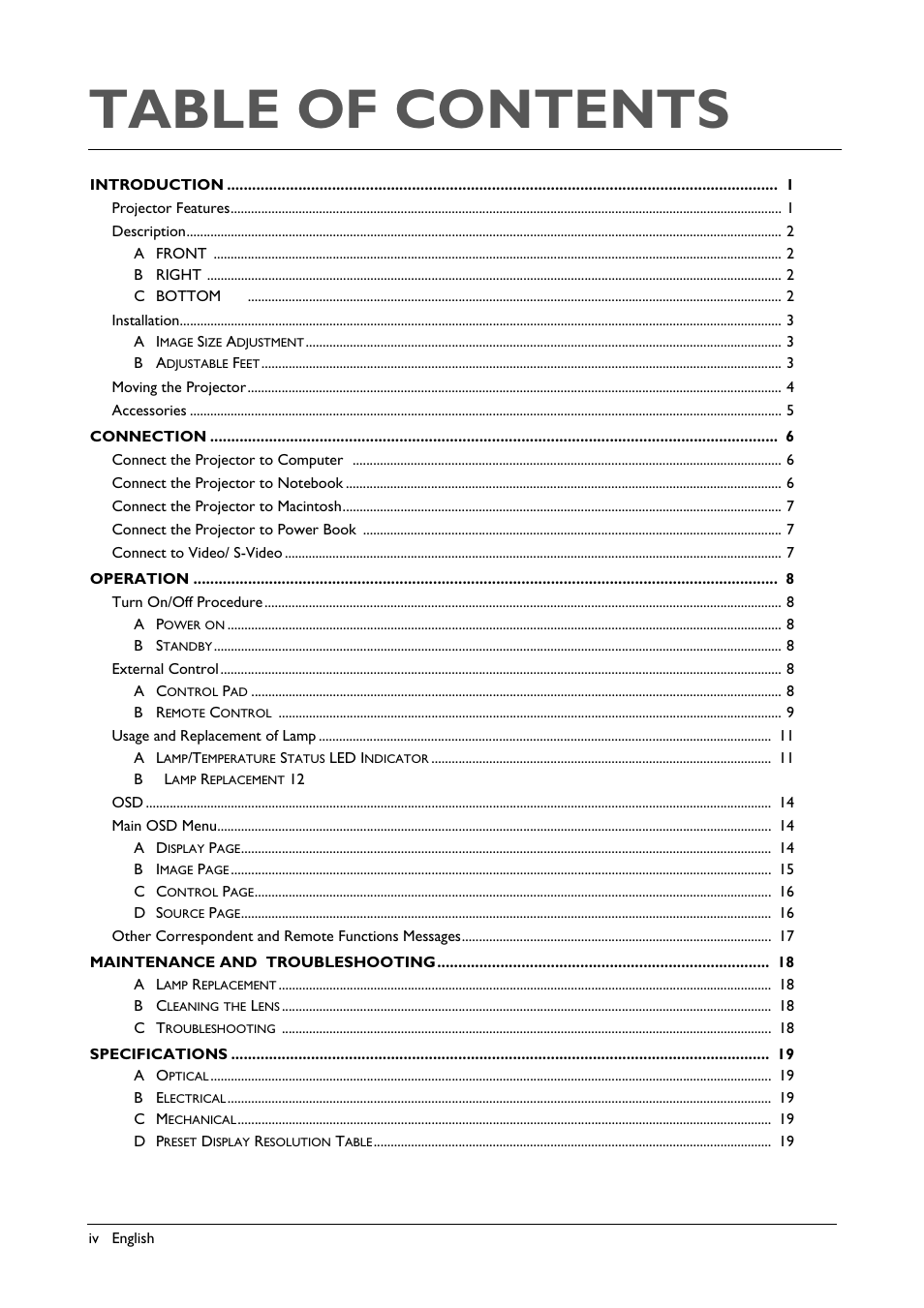 BenQ Professional VP150X User Manual | Page 4 / 24