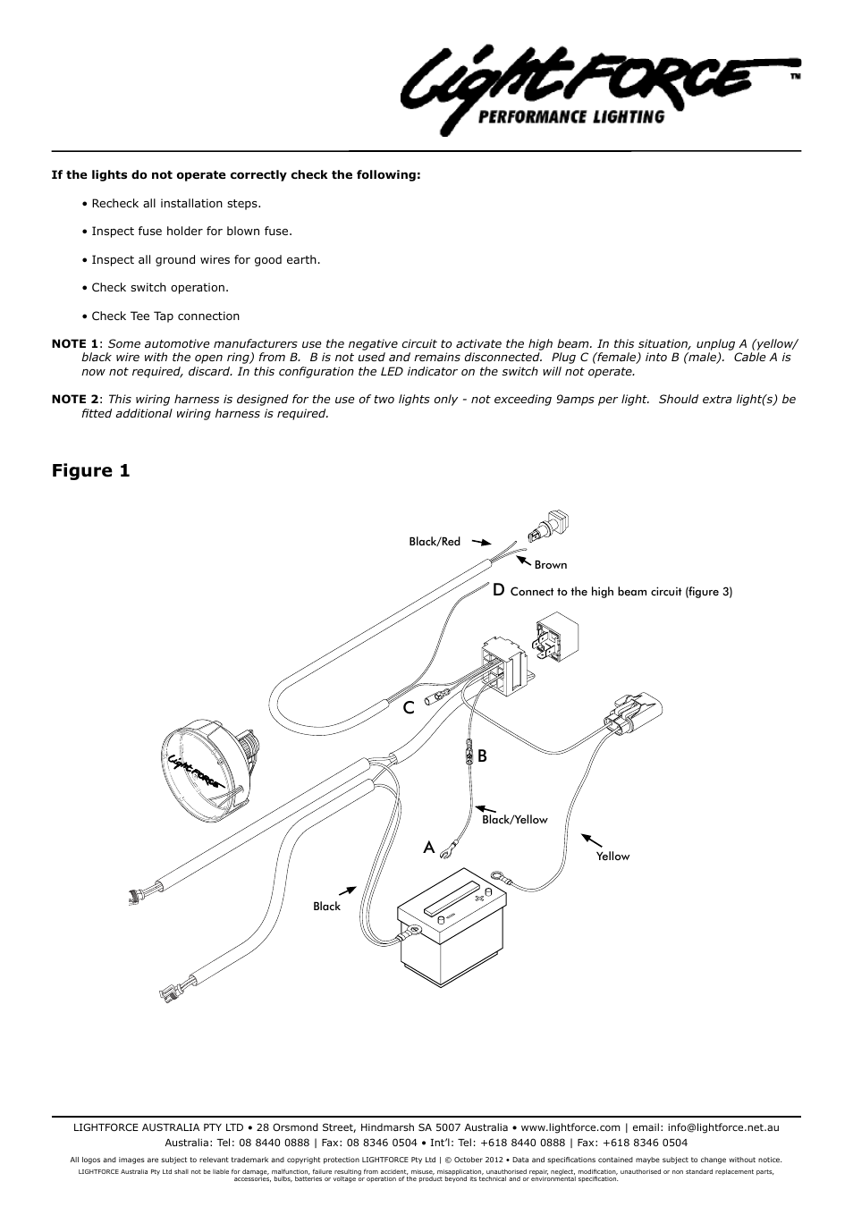 Figure 1, Ab c | Lightforce DRIVING LIGHT WIRING HARNESS User Manual | Page 2 / 3