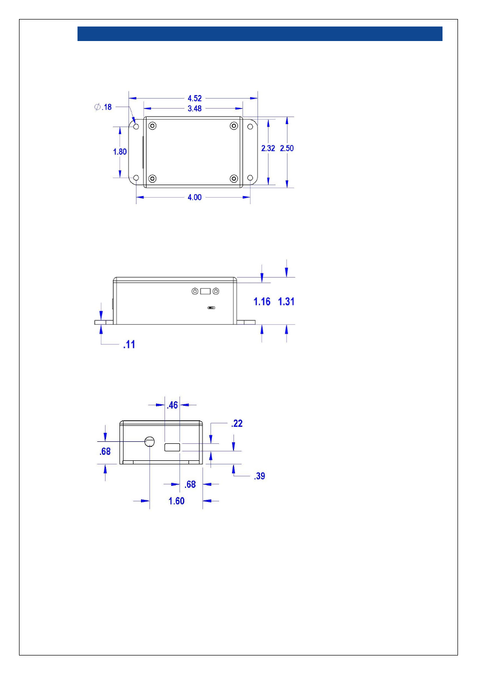 Di-1000 mechanical dimensions, Figure 4: mechanical long side view (switch side) | Loadstar Sensors DI-1000U Digital Load Cell Interface Manual User Manual | Page 9 / 25