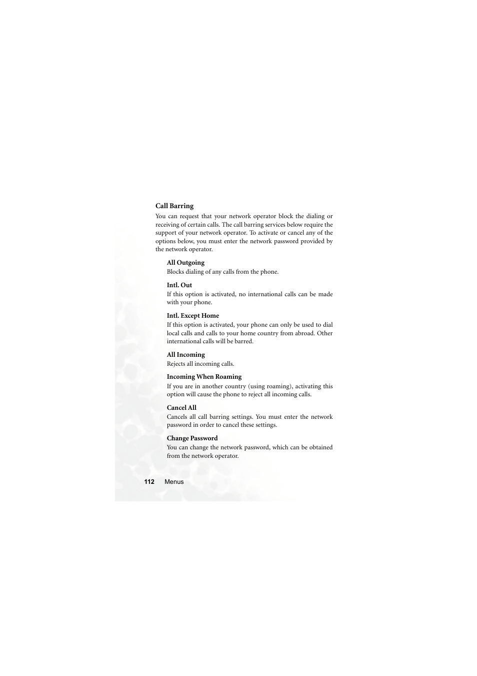 Call barring | BenQ M300 User Manual | Page 126 / 138