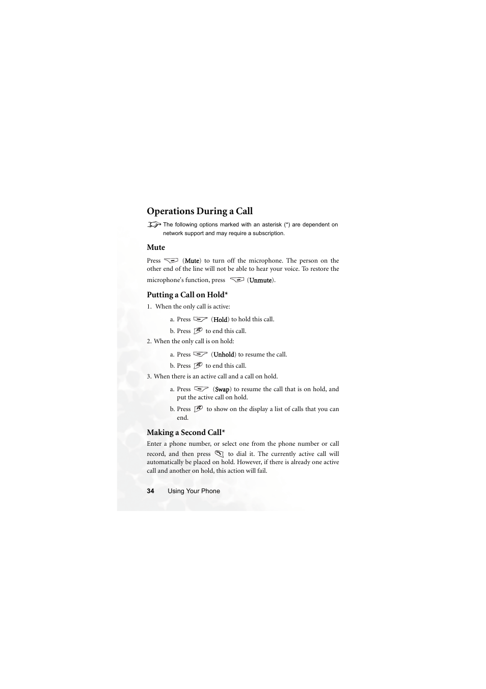 Operations during a call, Operations during a call 8 | BenQ M300 User Manual | Page 48 / 138