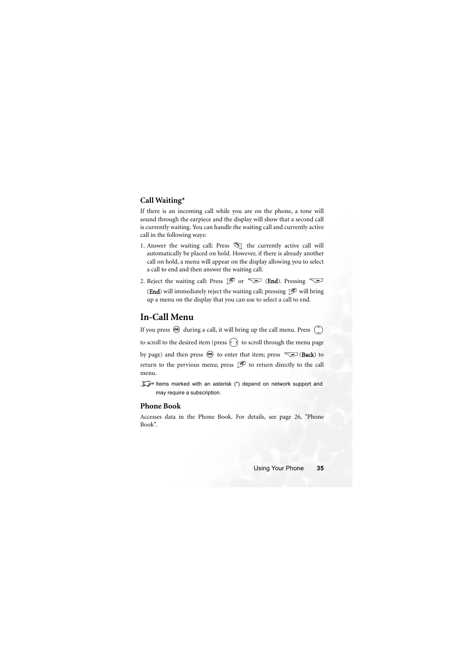 In-call menu | BenQ M300 User Manual | Page 49 / 138
