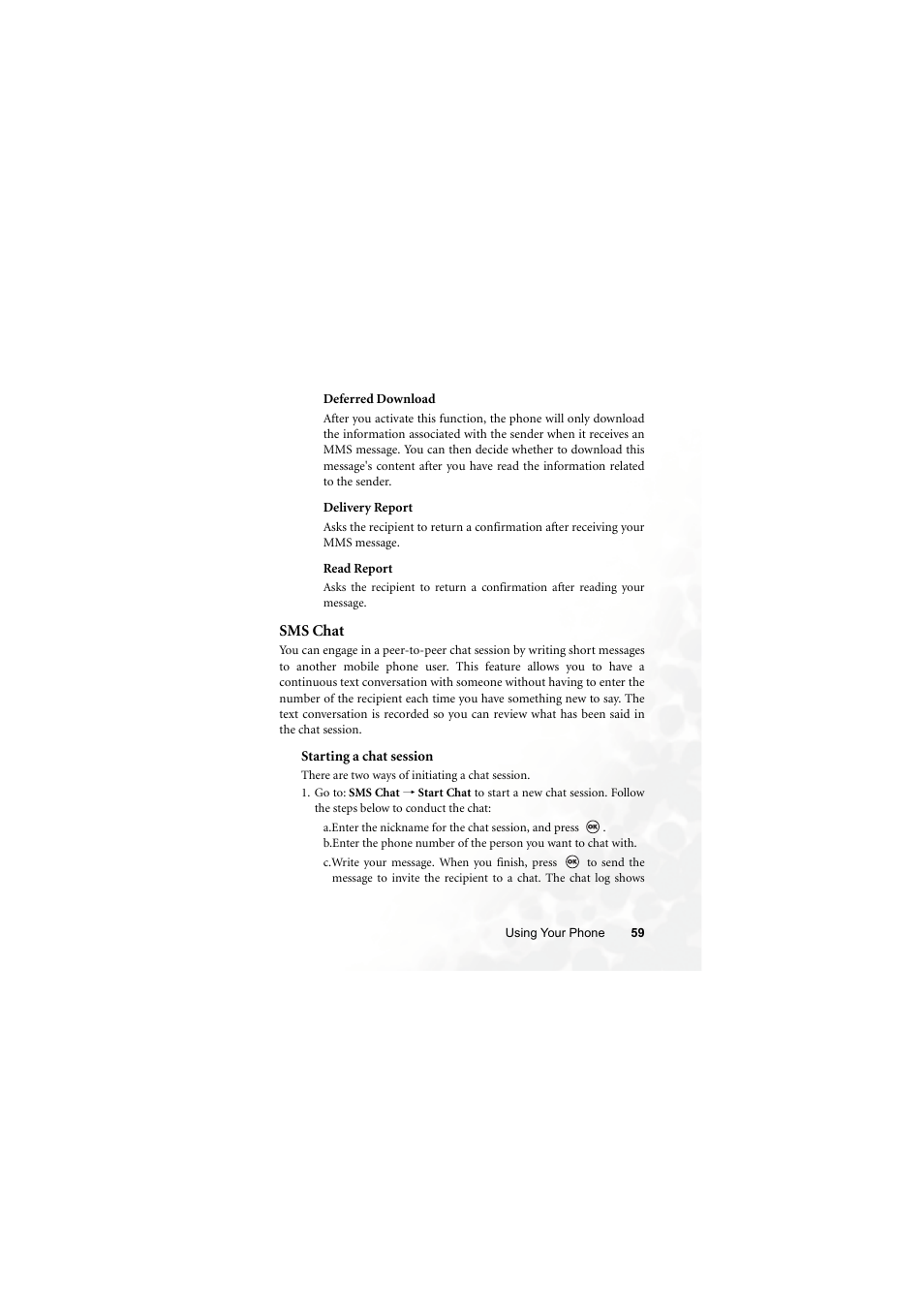 Sms chat | BenQ M300 User Manual | Page 73 / 138