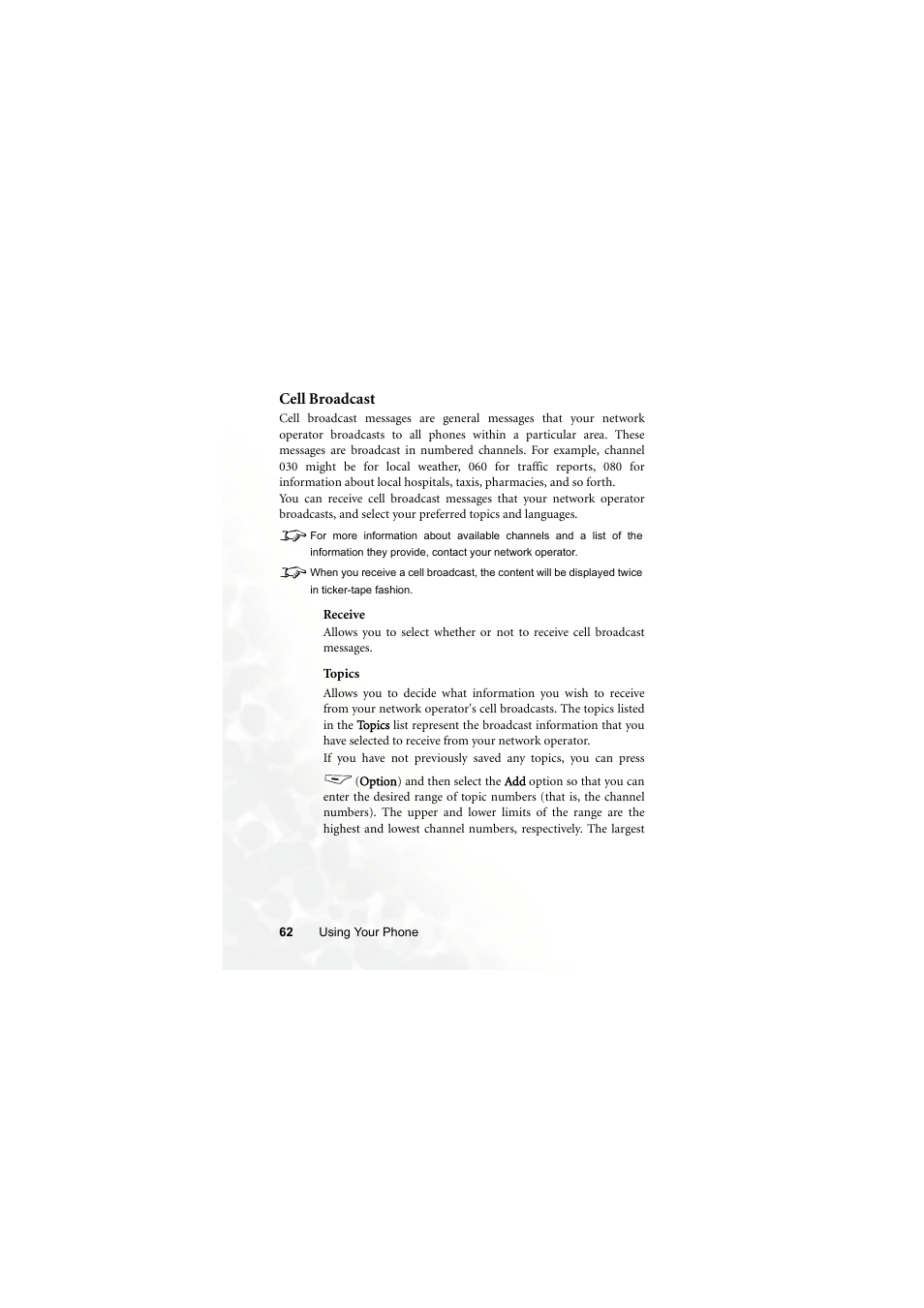 Cell broadcast | BenQ M300 User Manual | Page 76 / 138