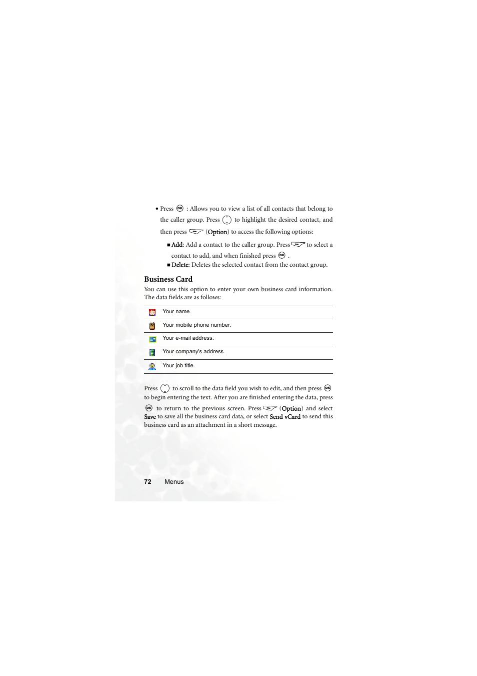 Business card | BenQ M300 User Manual | Page 86 / 138