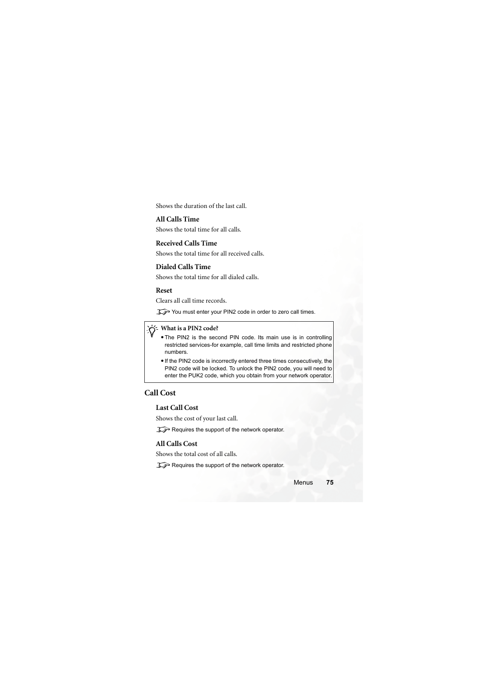 Call cost | BenQ M300 User Manual | Page 89 / 138