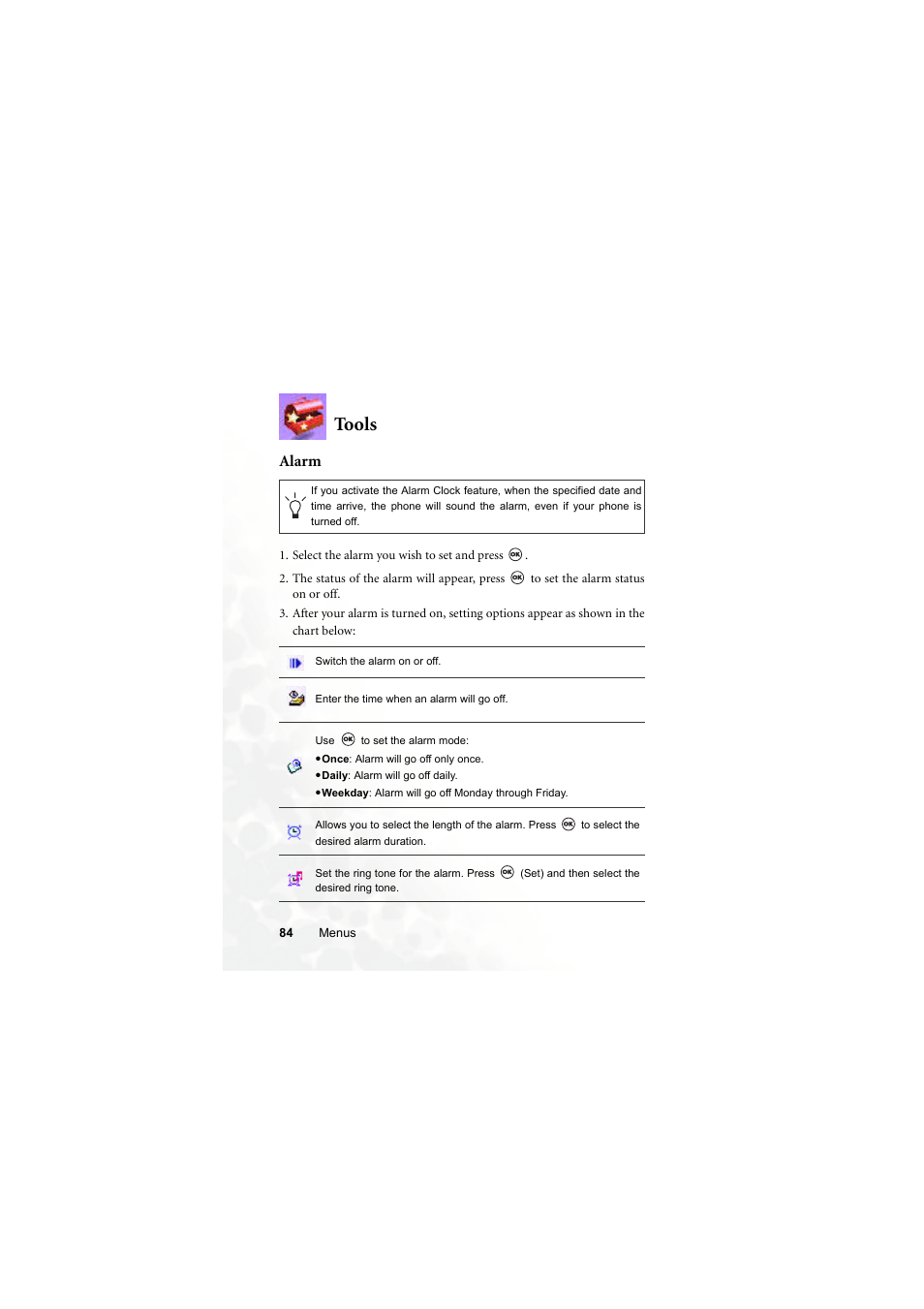 Tools, Alarm | BenQ M300 User Manual | Page 98 / 138