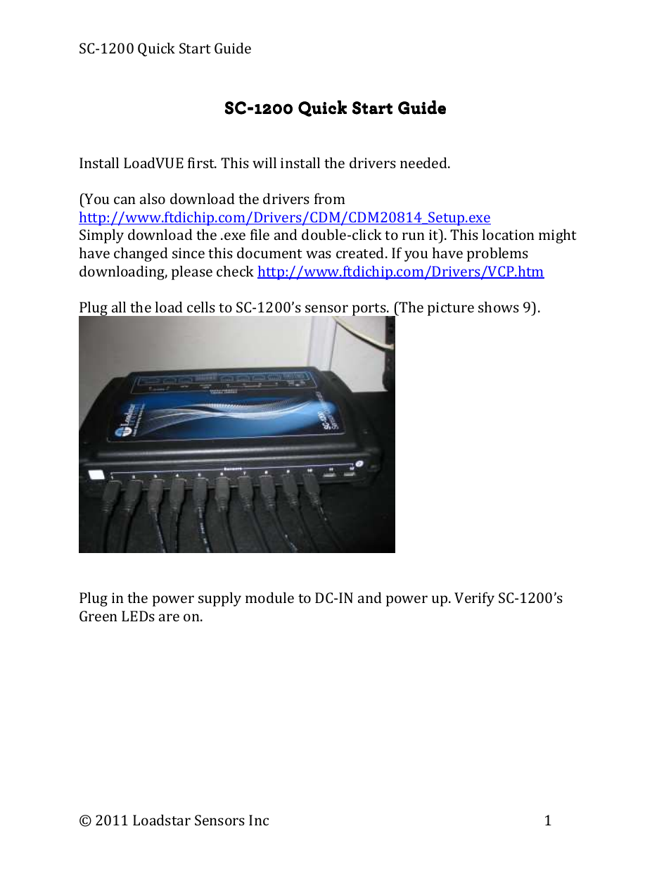 Loadstar Sensors SC-1200 User Manual | 3 pages