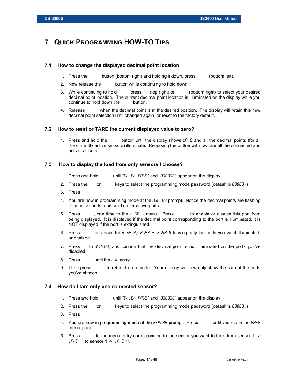 How-to, Uick, Rogramming | Loadstar Sensors DS-3000 Digital Load Cell Display & Controller User Manual | Page 17 / 48