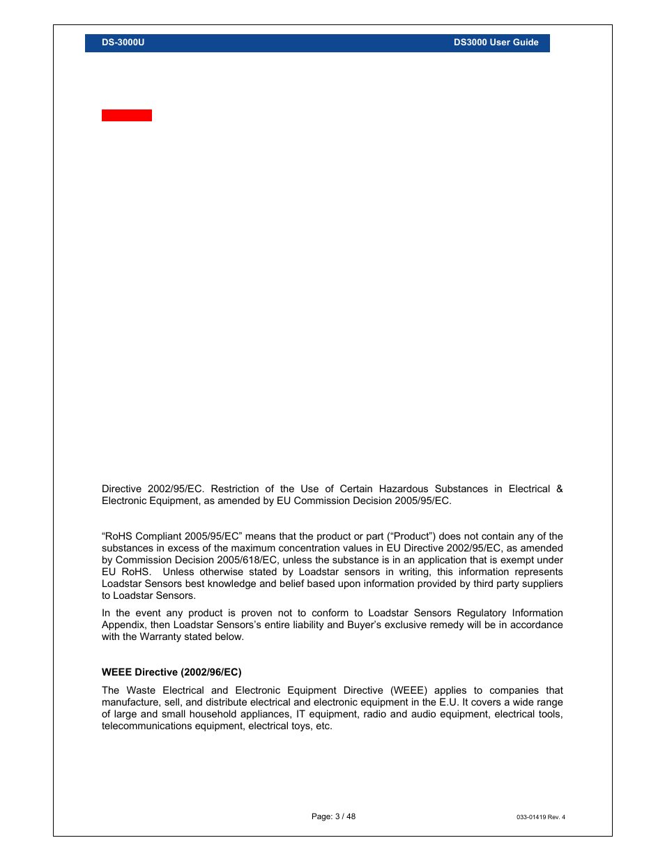 Loadstar Sensors DS-3000 Digital Load Cell Display & Controller User Manual | Page 3 / 48