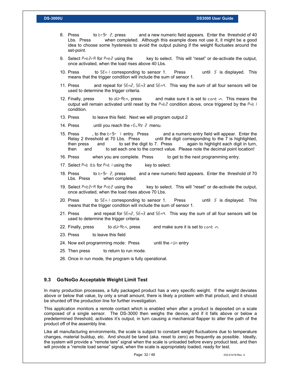 Loadstar Sensors DS-3000 Digital Load Cell Display & Controller User Manual | Page 32 / 48