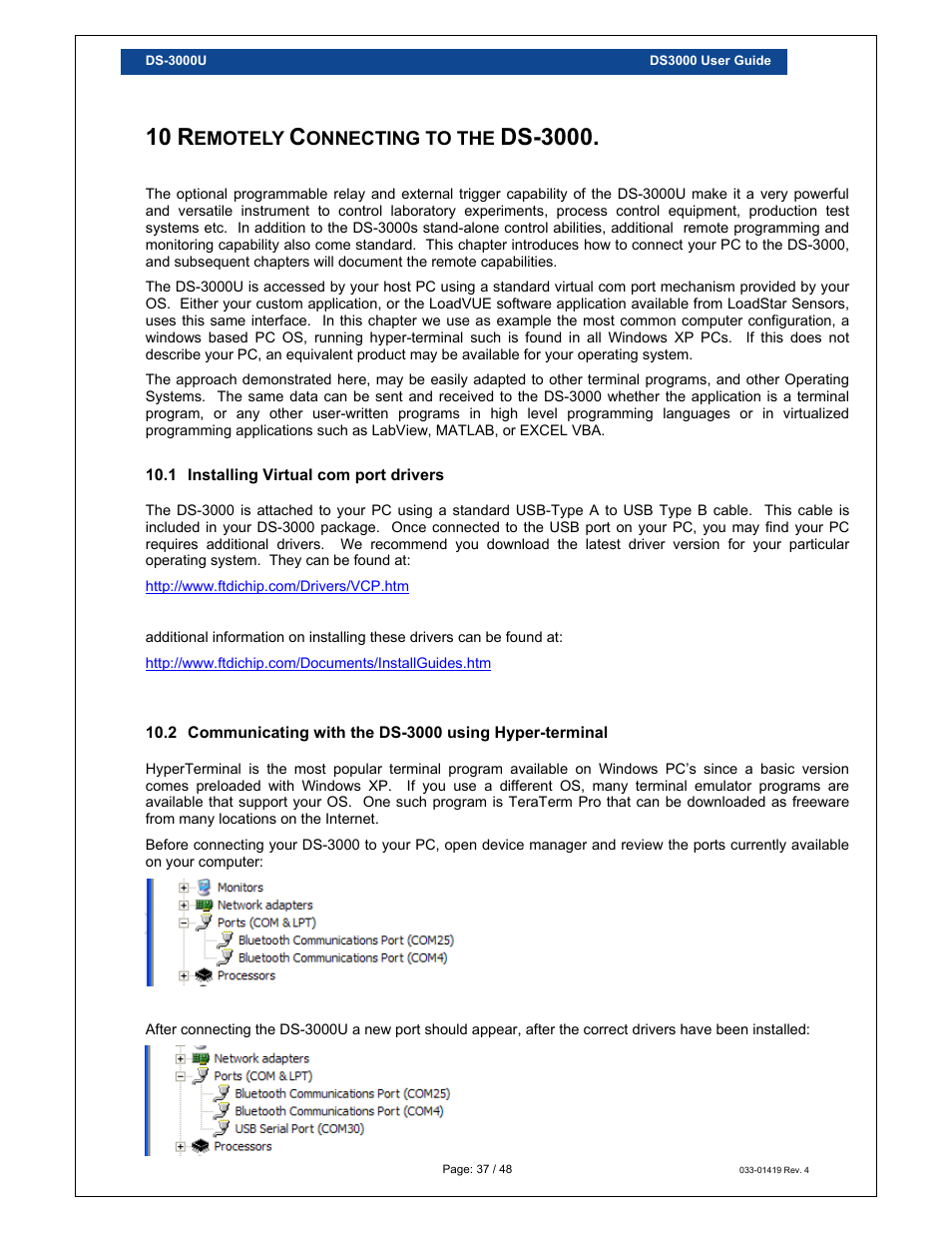 10 r, Ds-3000, Emotely | Onnecting to the | Loadstar Sensors DS-3000 Digital Load Cell Display & Controller User Manual | Page 37 / 48