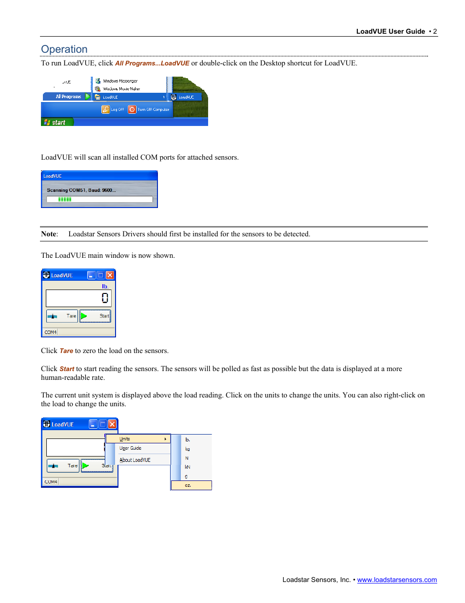 Operation | Loadstar Sensors LV-100 User Manual | Page 3 / 9