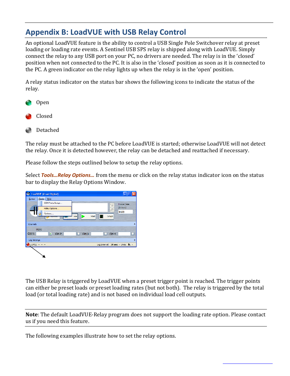 Appendix b: loadvue with usb relay control | Loadstar Sensors LoadVUE (LV-400,LV-1000,LV-4000,LV-7000) Load Cell User Manual | Page 24 / 32