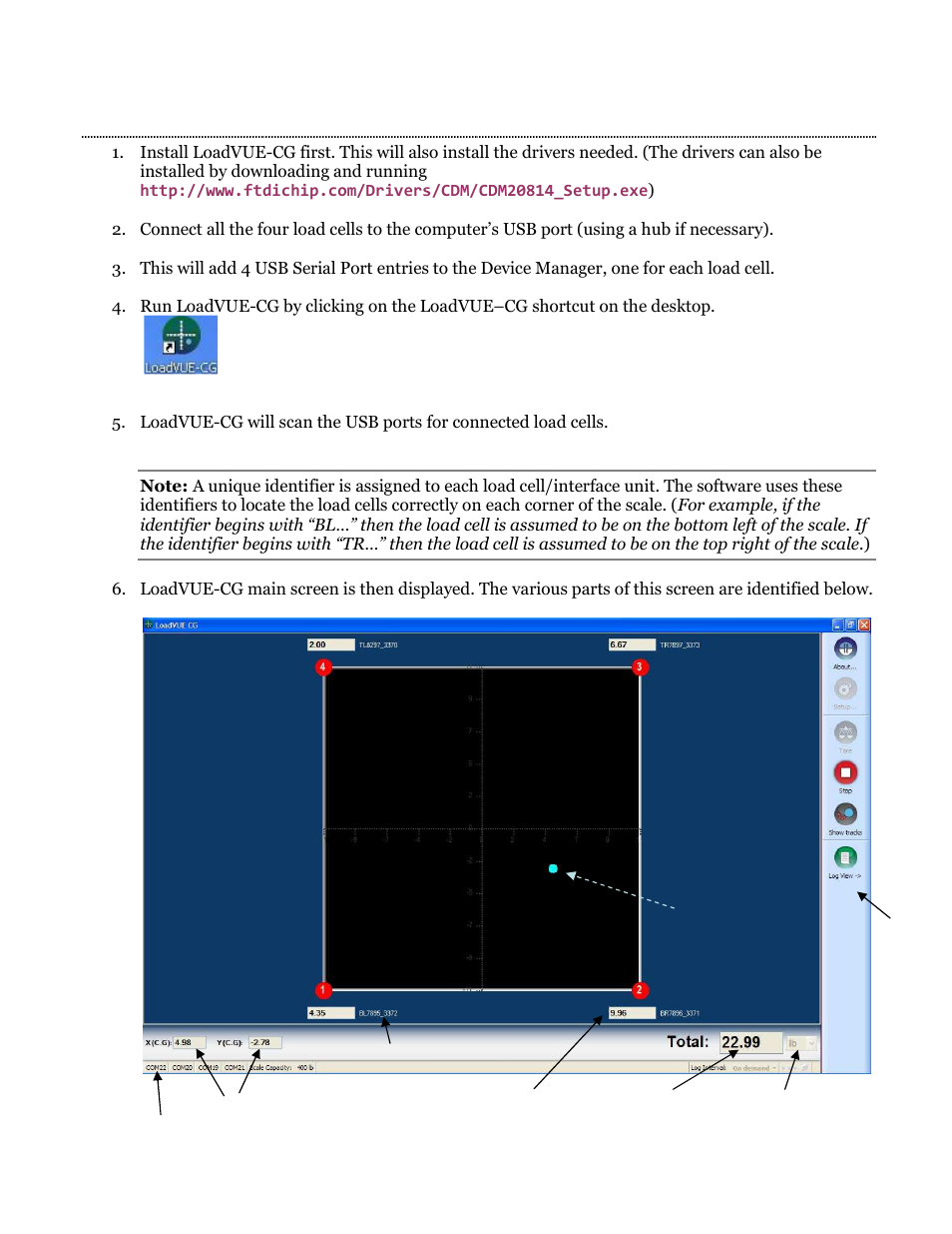 Loadstar Sensors LoadVUE-CG (Center of Gravity) User Manual | 4 pages