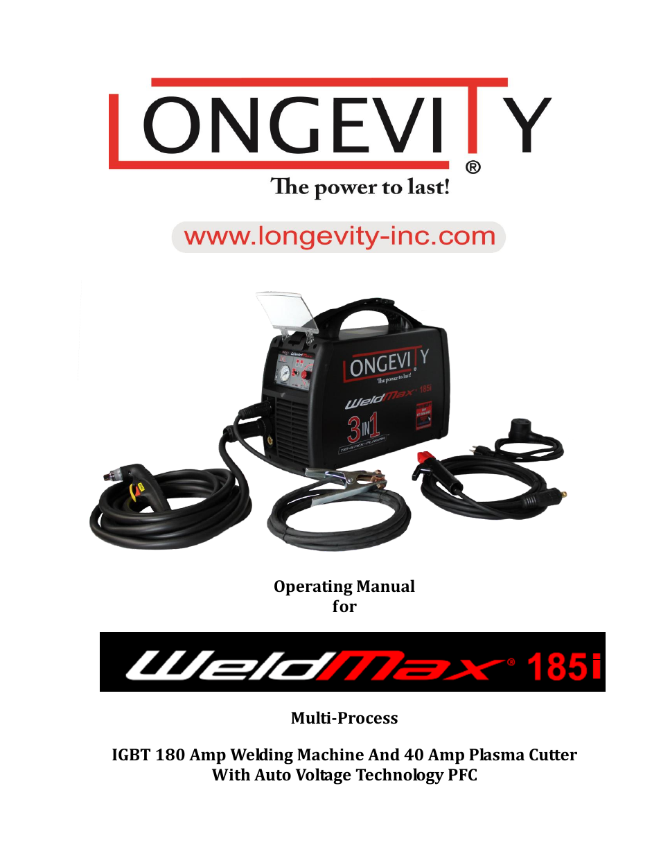 Longevity WELDMAX 185i User Manual | 26 pages