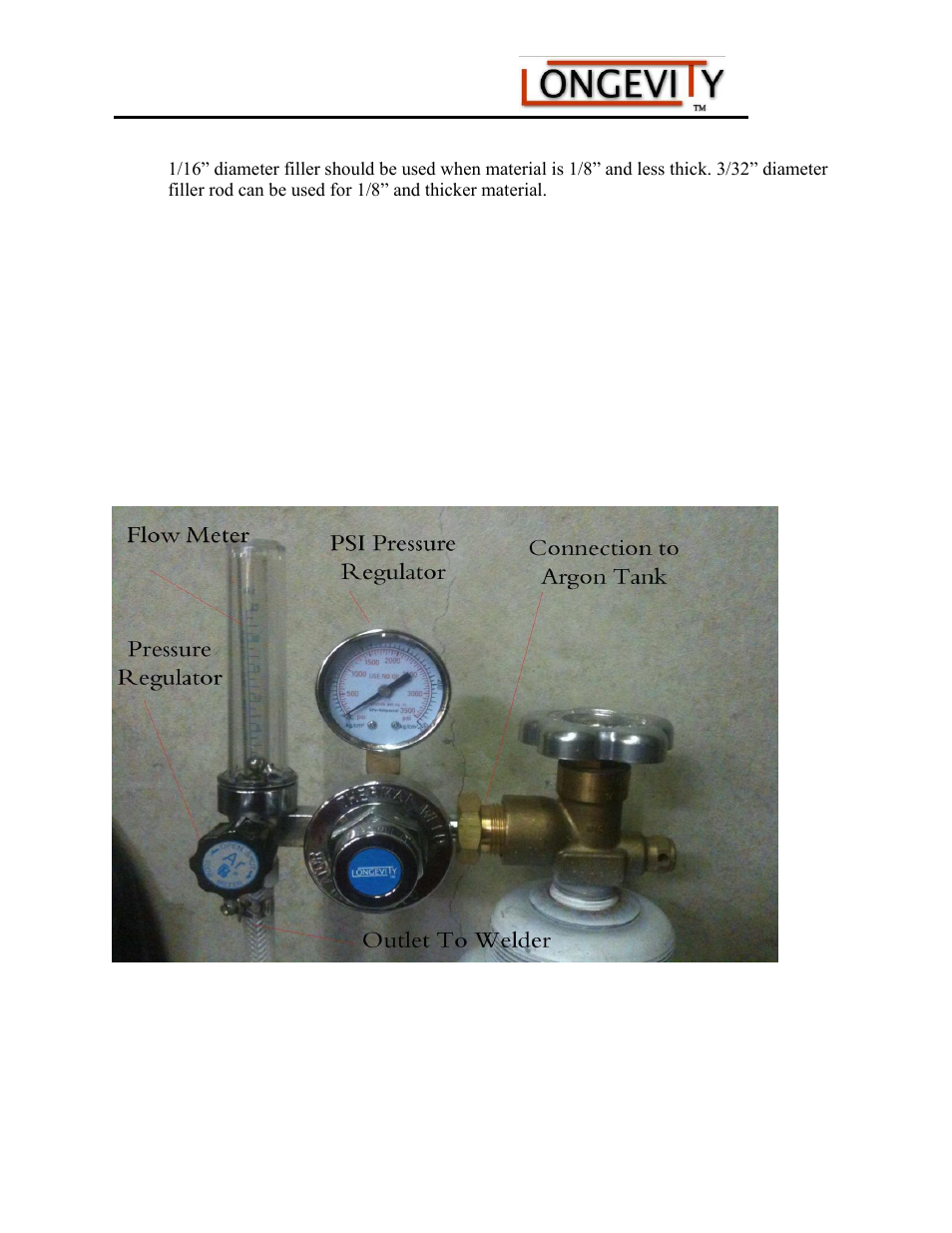 Setting up the argon regulator | Longevity WELDMAX 185 User Manual | Page 17 / 28