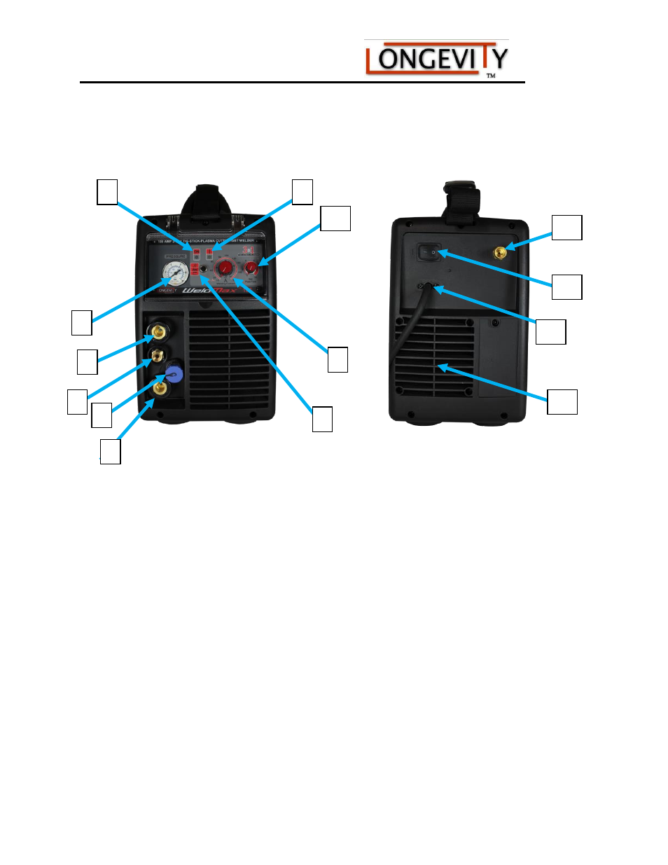 Main unit, Main unit knob/button/function | Longevity WELDMAX 185 User Manual | Page 9 / 28