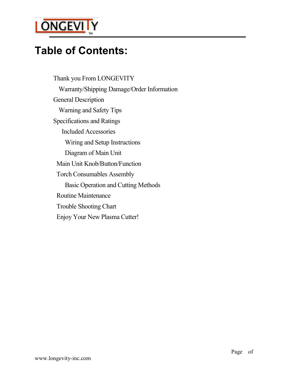 Longevity FORCECUT 50D User Manual | Page 2 / 30