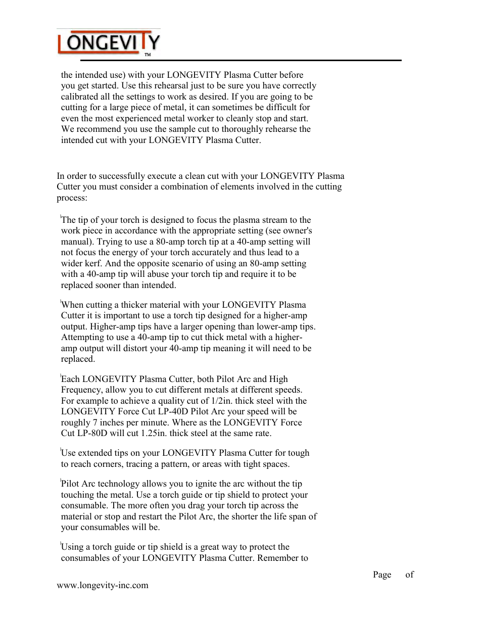 Forcecut 40d and 50d plasma cutters | Longevity FORCECUT 50D User Manual | Page 24 / 30