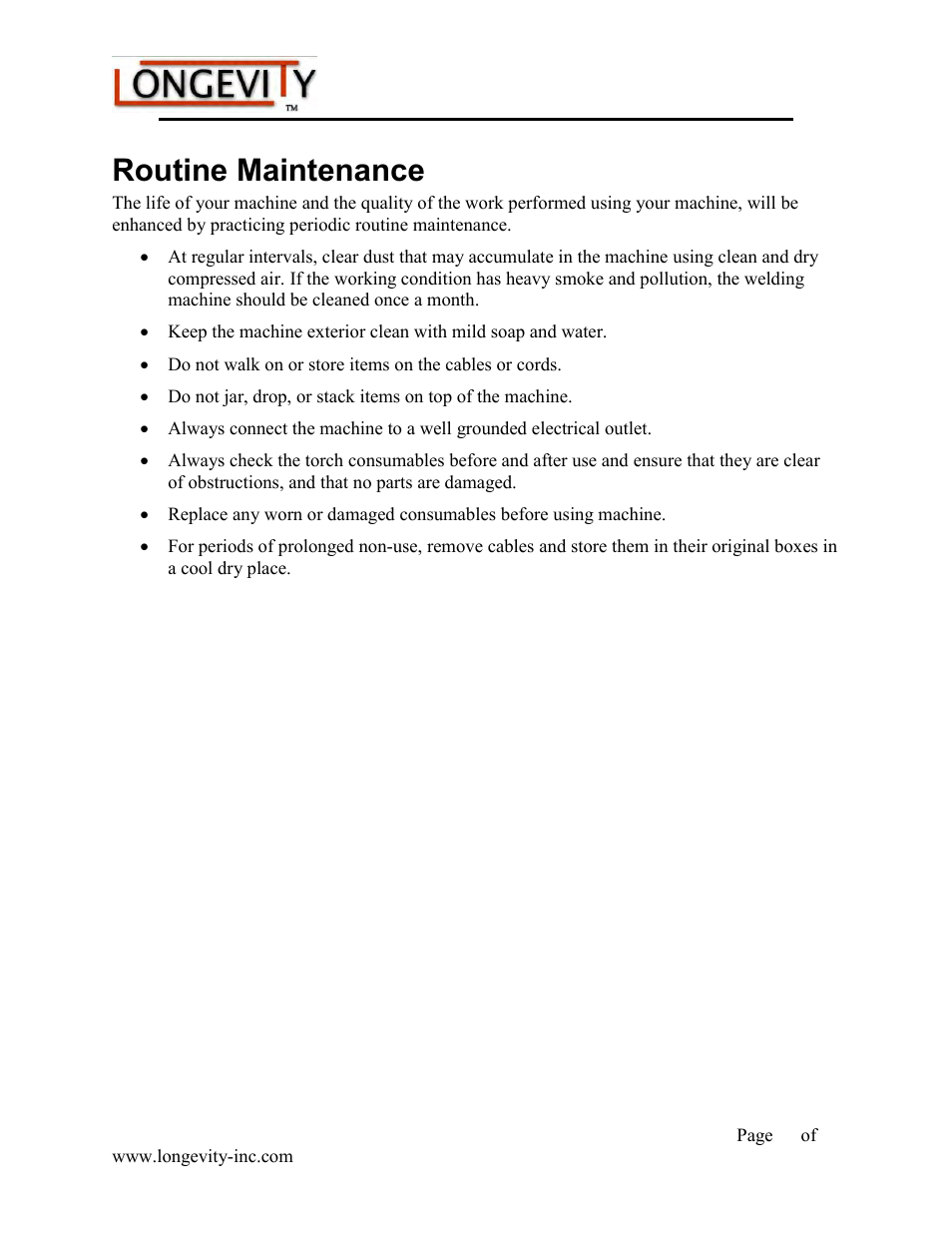 Routine maintenance, Forcecut 40d and 50d plasma cutters | Longevity FORCECUT 50D User Manual | Page 28 / 30