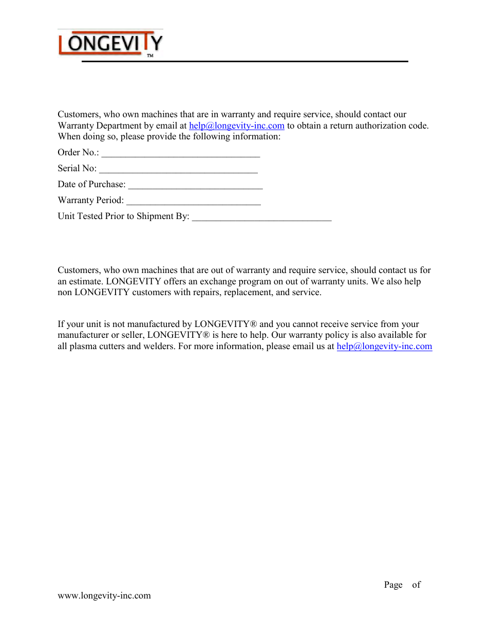 Forcecut 40d and 50d plasma cutters | Longevity FORCECUT 50D User Manual | Page 5 / 30