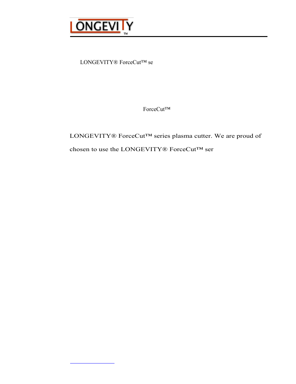 Introduction | Longevity FORCECUT 50i User Manual | Page 7 / 34