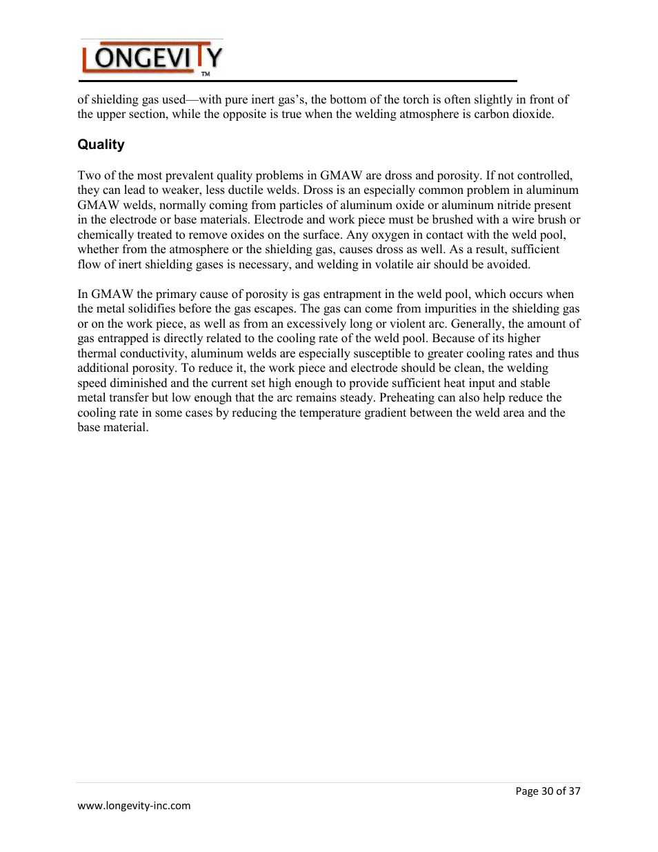Longevity ARCMATE 205 User Manual | Page 31 / 39