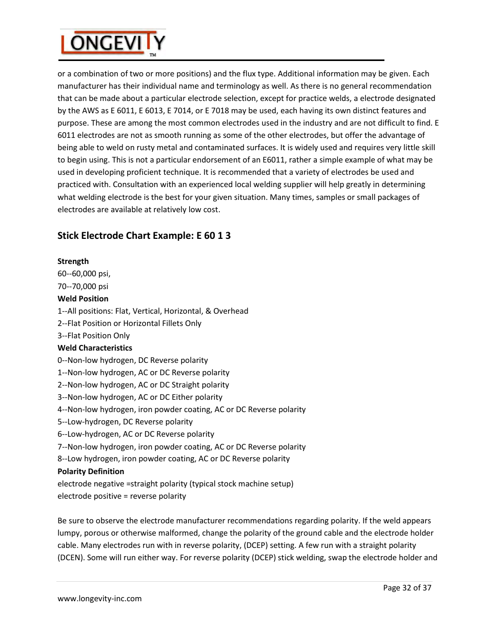 Longevity ARCMATE 205 User Manual | Page 33 / 39