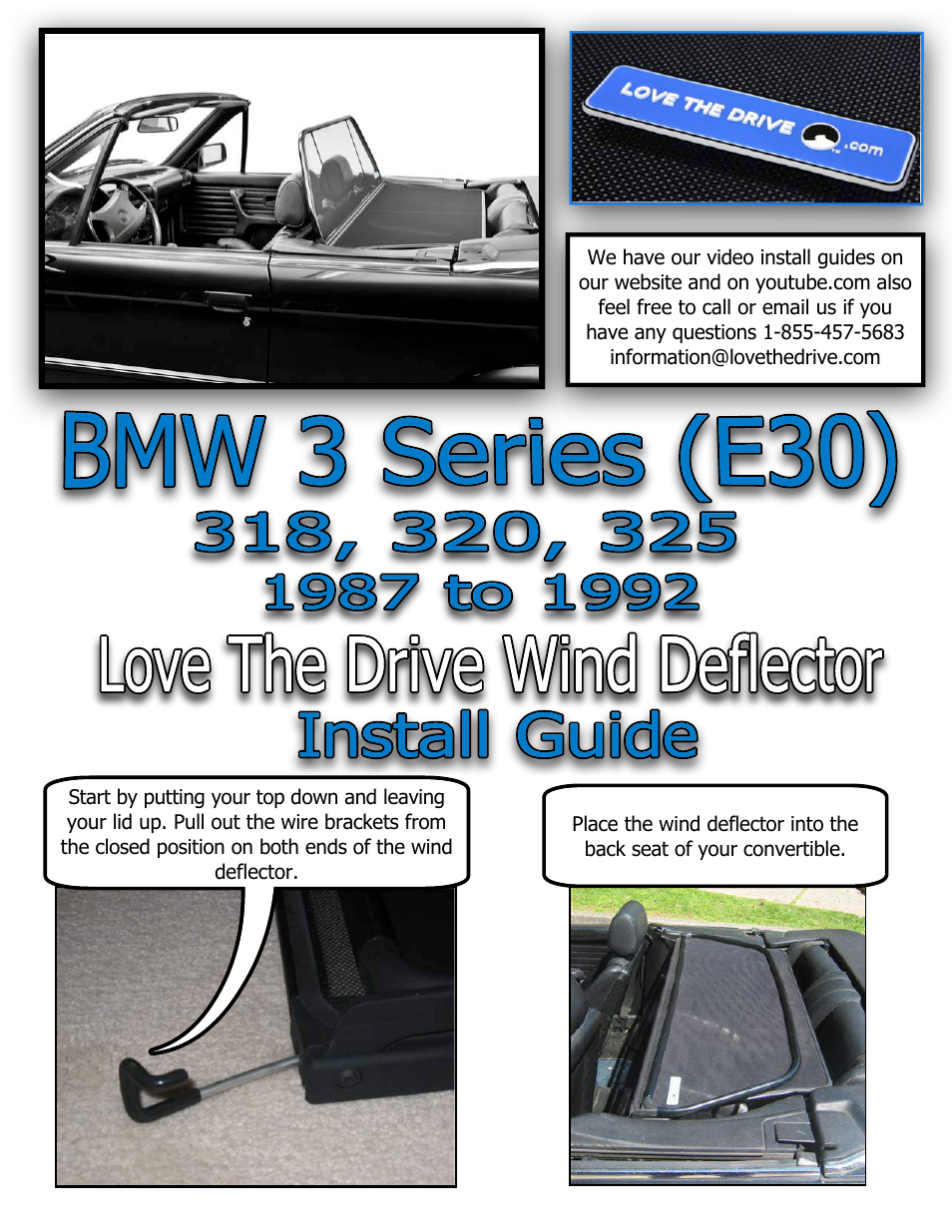 Love The Drive BMW Windstop 3 series (E30) 318, 320, 325 1987 to 1992 User Manual | 2 pages