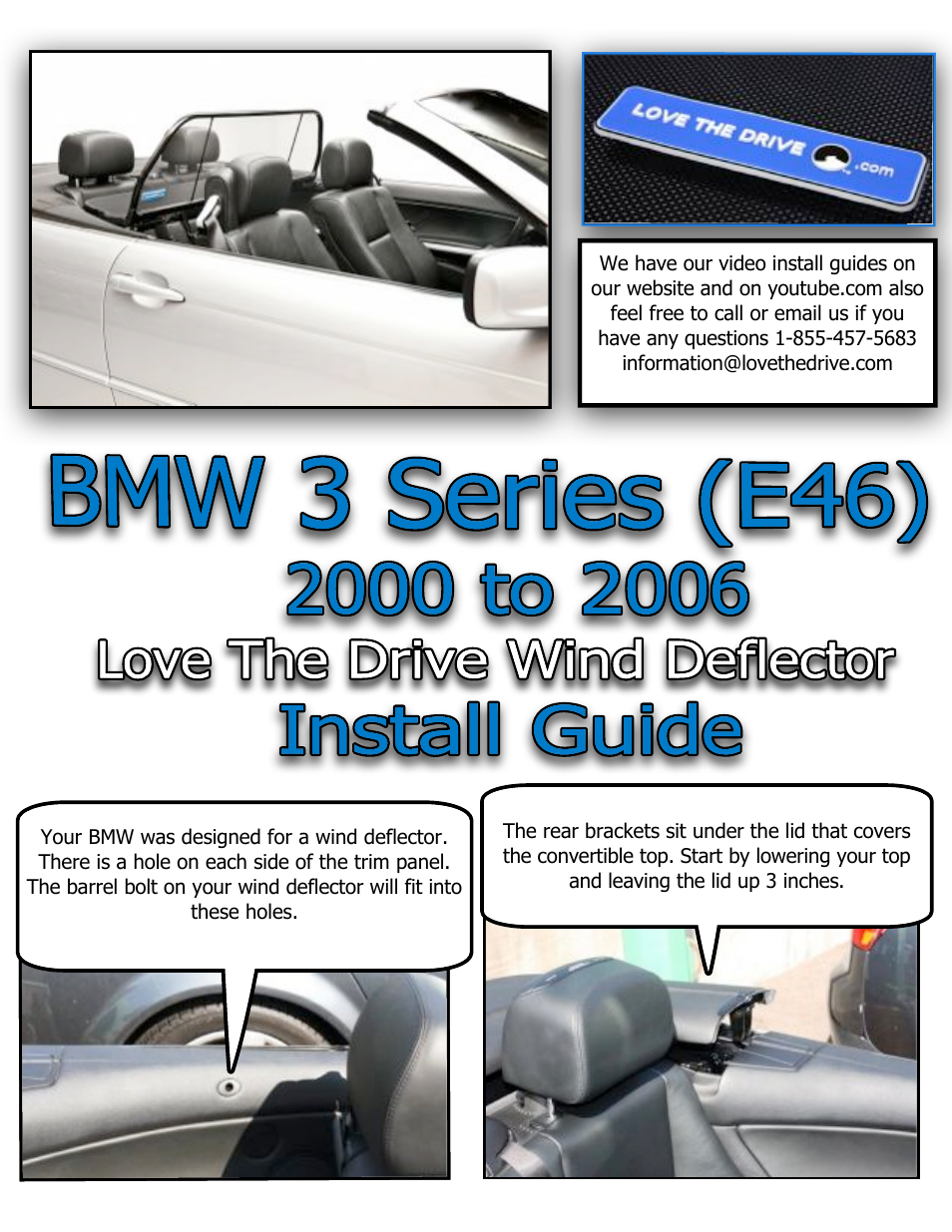 Love The Drive BMW Windstop 3 series (E46) 323, 325, 330, M3 2000 to 2006 User Manual | 4 pages